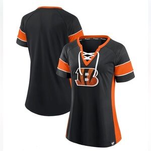 Cincinnati Bengals Fanatics Black/Orange Team Draft Me Lace-Up Raglan T-Shirt